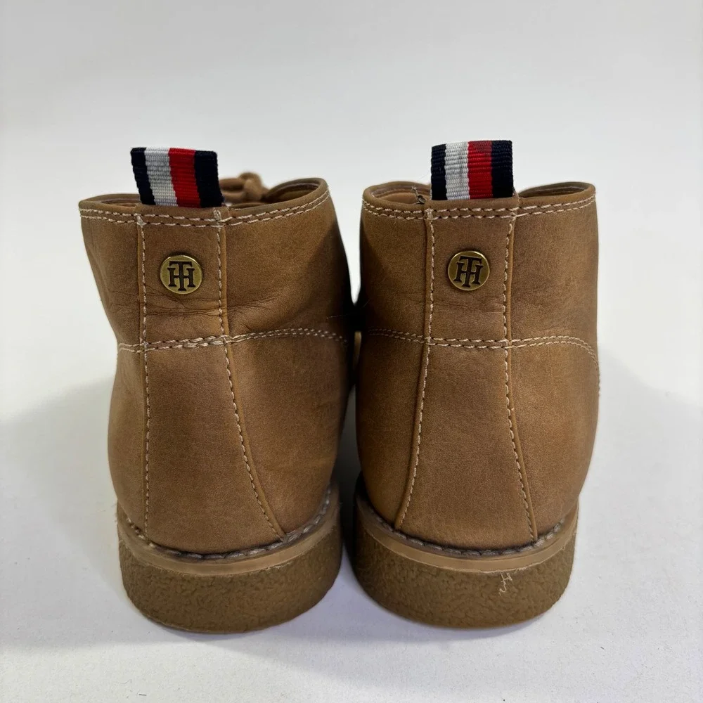 Tommy Hilfiger Mens Tan Faux Leather Chukka Desert Boots Size 6.5M Brown Ankle